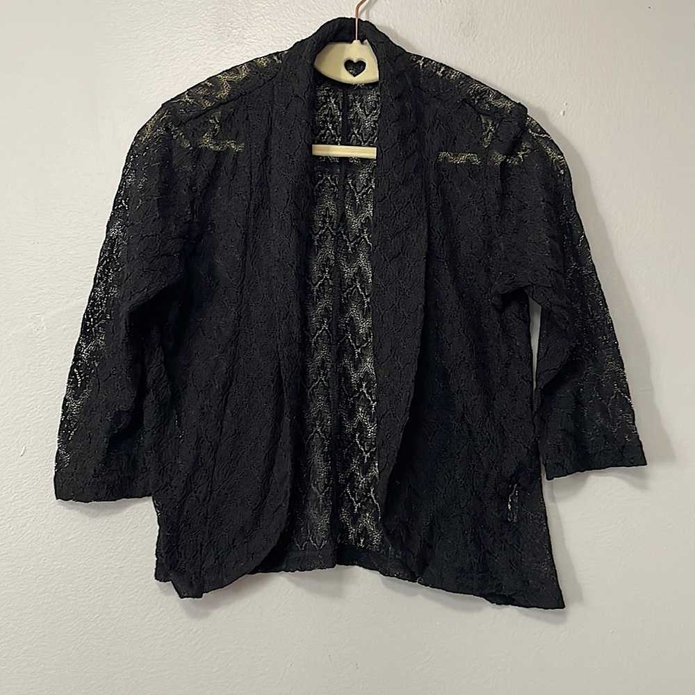Black sheer lace blazer. Size small